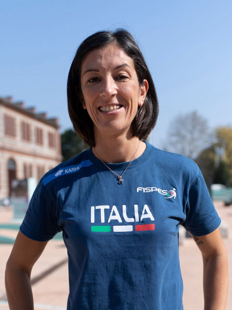 Italian Paralympic athlete Monica Graziana Contrafatto poses for a photo during the Italian Tech Week on September 24, 2021 in Turin, Italy. Italian Tech Week is a festival of technology and resources in support of future technology